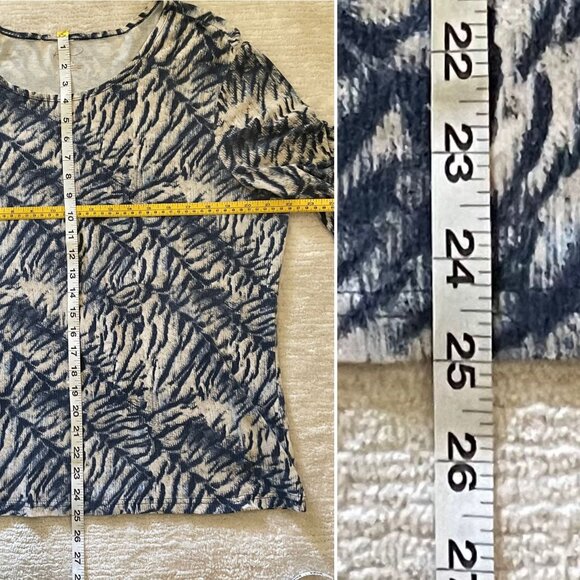 Kim Rogers Long Sleeve Tiger Print Top in Blue and White - Picture 6 of 7